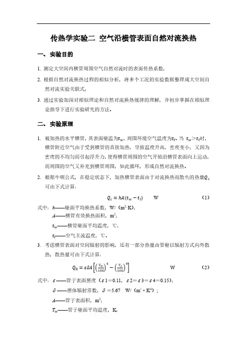 山大传热学实验二空气沿横管表面自然对流换热实验-2023 (2)