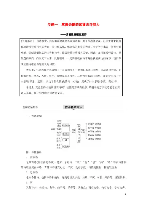 江苏专用2020版高考语文新增分大一轮复习第四章古诗词鉴赏专题一掌握关键的读懂古诗能力讲义含解析20