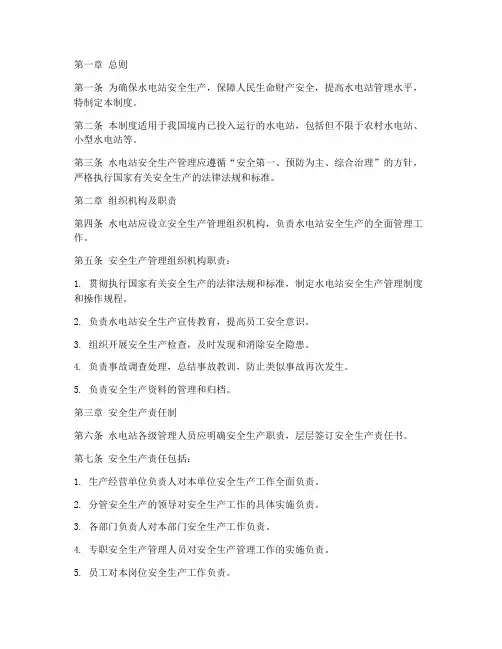 水电厂安全生产管理制度