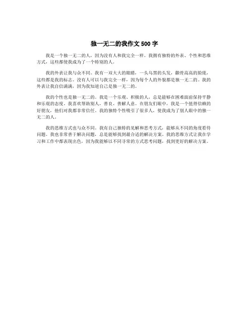 独一无二的我作文500字