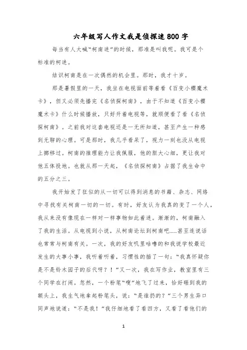 六年级写人作文我是侦探迷800字