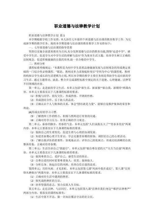 职业道德与法律教学计划