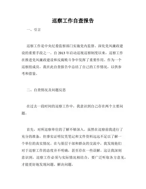 巡察工作自查报告