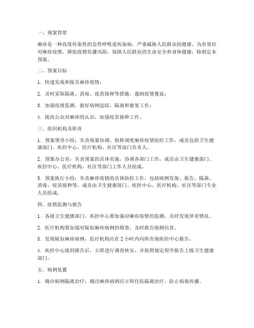 麻疹暴发应急预案