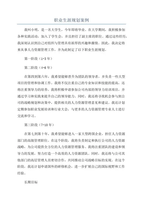 职业生涯规划案例