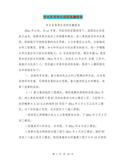 市水务局局长述职述廉报告