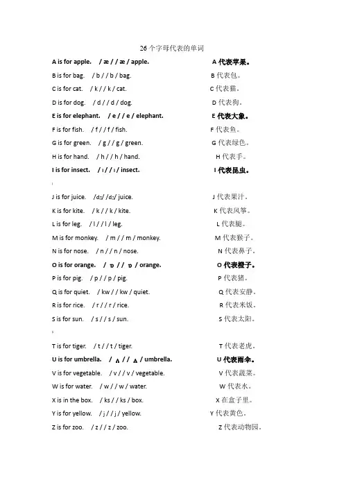 26个字母代表的单词