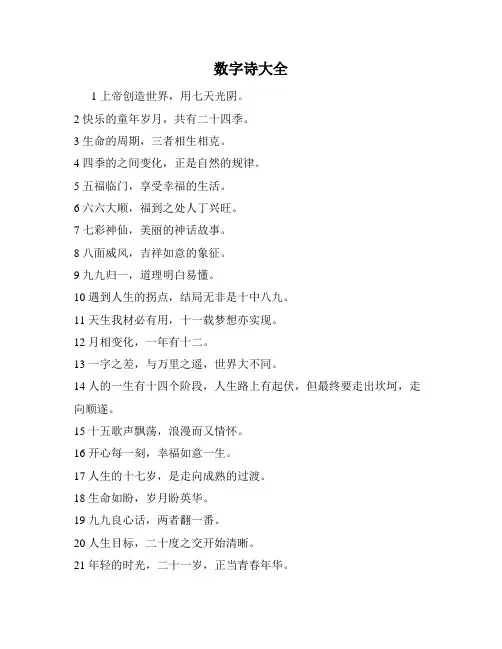 数字诗大全
