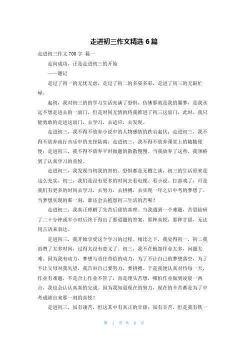 走进初三作文精选6篇
