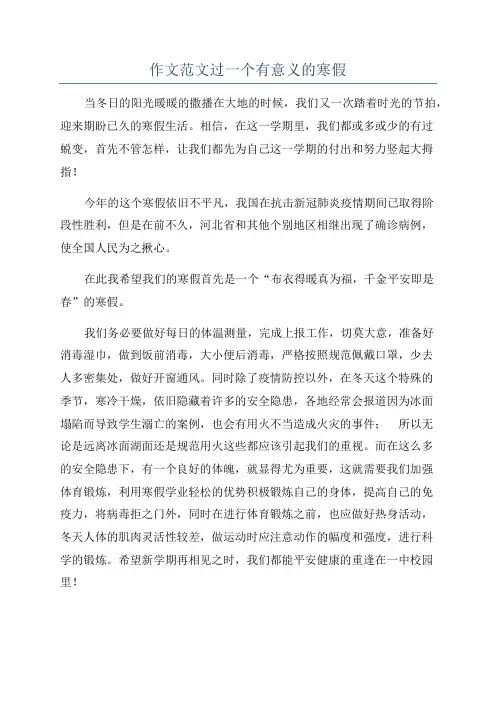 作文范文过一个有意义的寒假