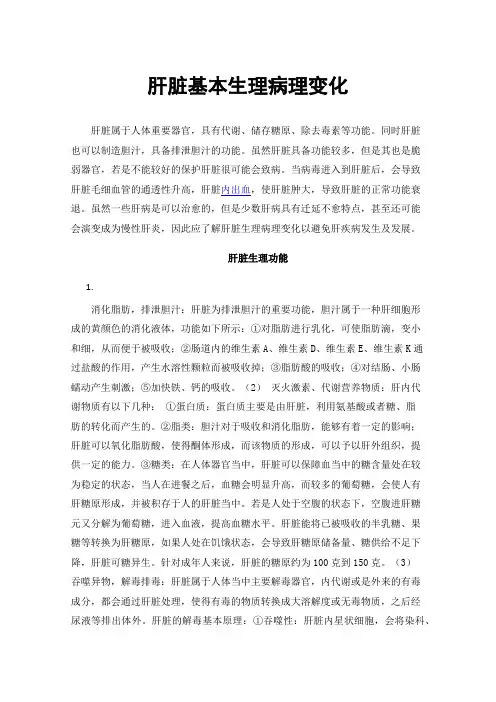 肝脏基本生理病理变化