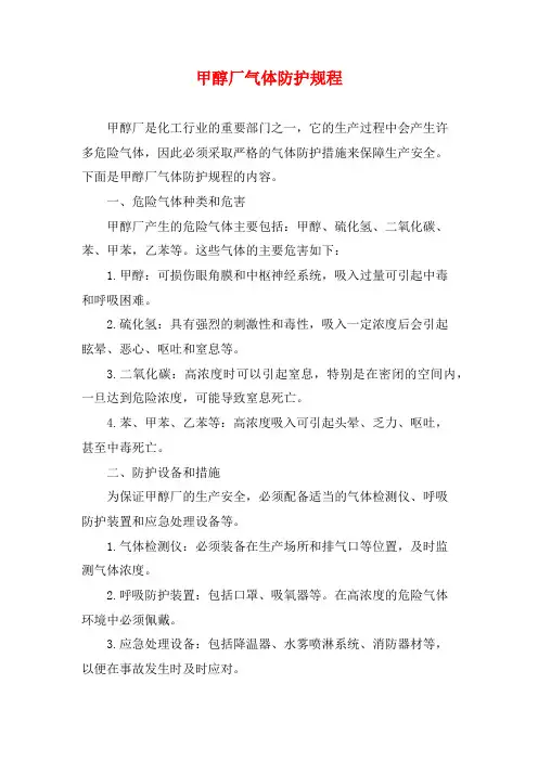 甲醇厂气体防护规程