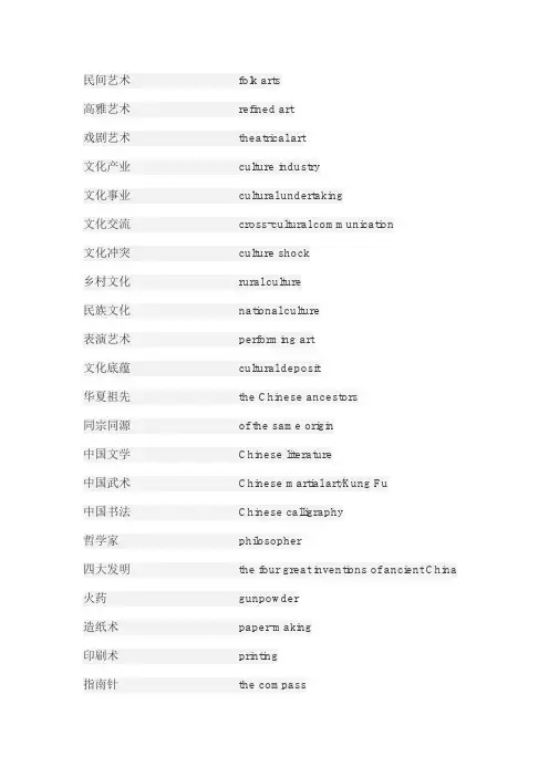 有关中国文化的热门英文词汇