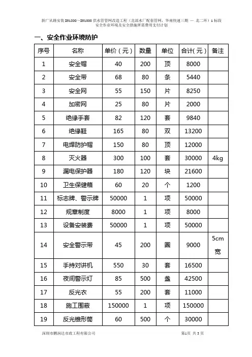 14、安全作业环境及安全施工措施所需费用支付