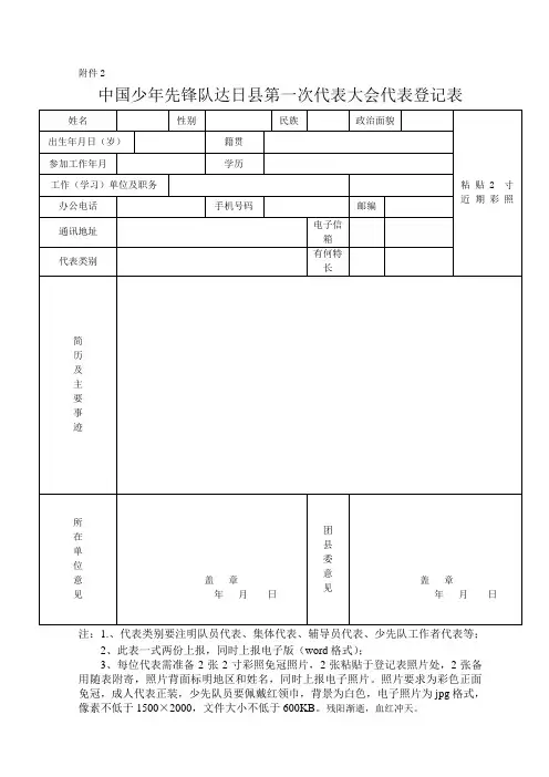 中国少年先锋队达日县第一次代表大会代表登记表文档 (6)