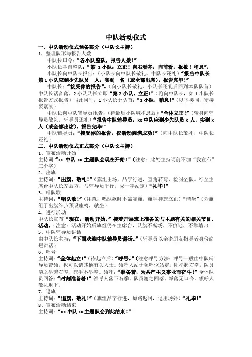 中队主题活动仪式流程