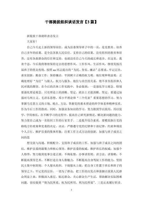 最新干部提拔组织谈话发言【3篇】