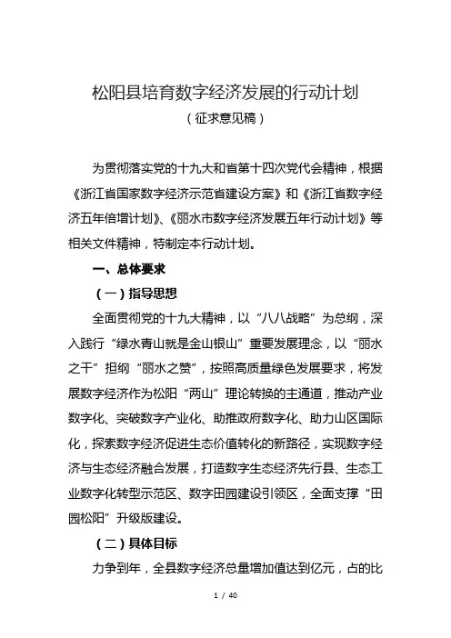 松阳县培育数字经济发展的行动计划