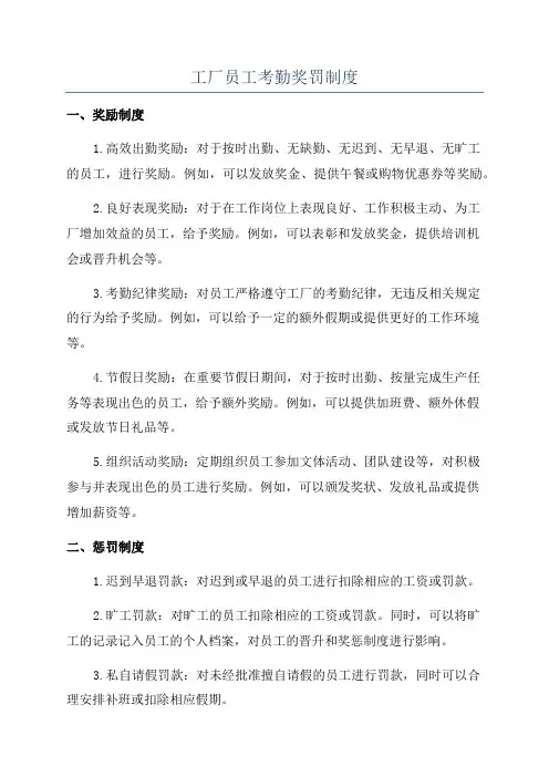 工厂员工考勤奖罚制度