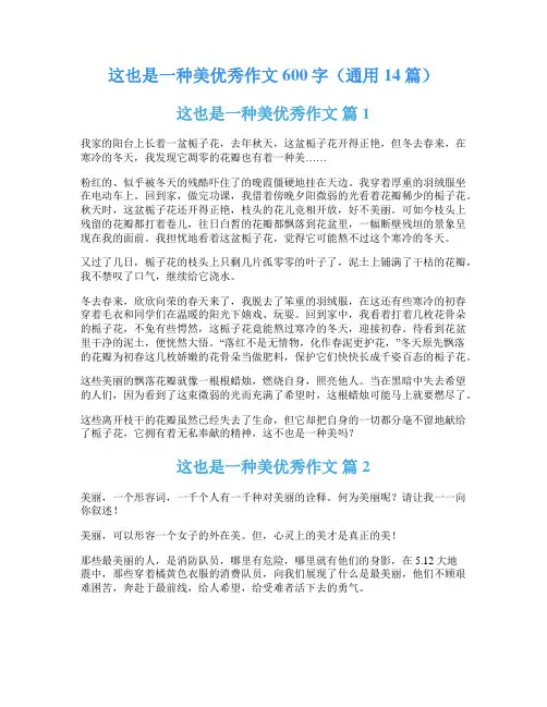 这也是一种美优秀作文600字(通用14篇)