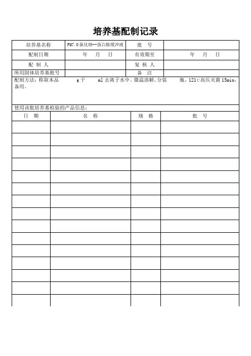 培养基配制记录