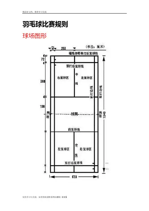 最新羽毛球单双打简易规则和图解