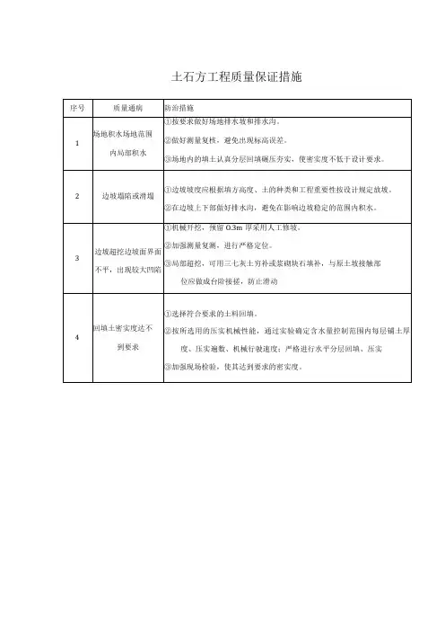 土石方工程质量保证措施