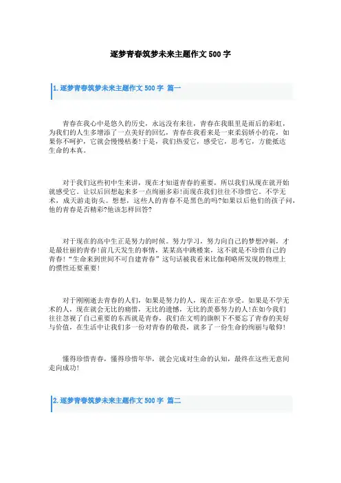 逐梦青春筑梦未来主题作文500字