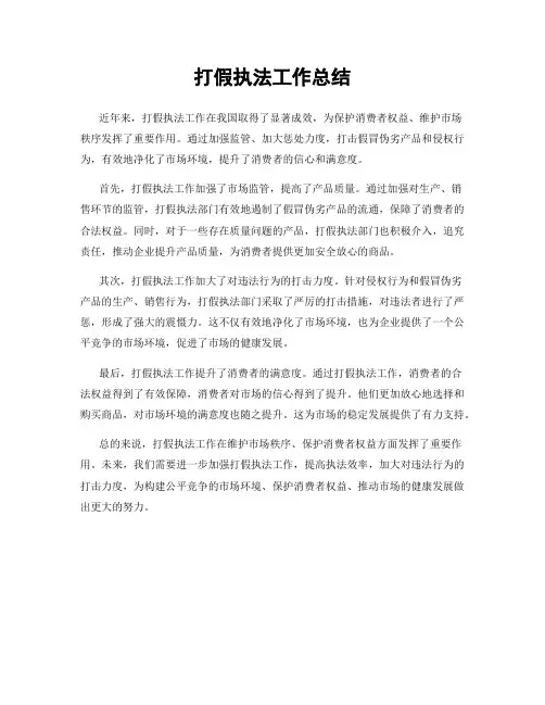 打假执法工作总结