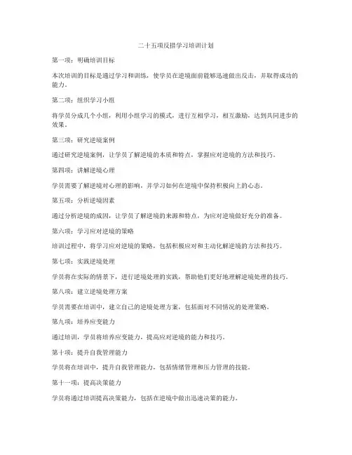 二十五项反措学习培训计划