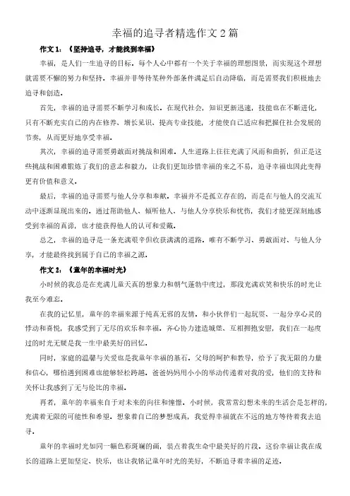 幸福的追寻者 精选作文2篇