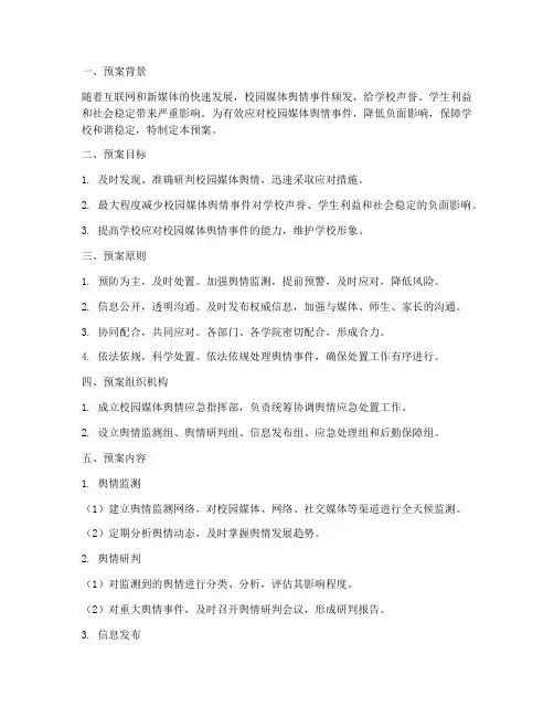 校园媒体舆情应急预案