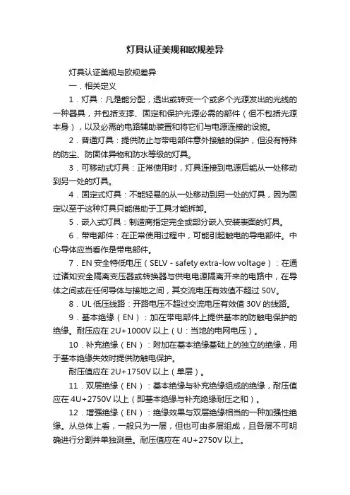灯具认证美规和欧规差异