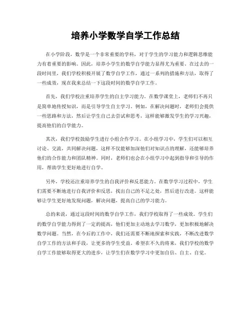 培养小学数学自学工作总结