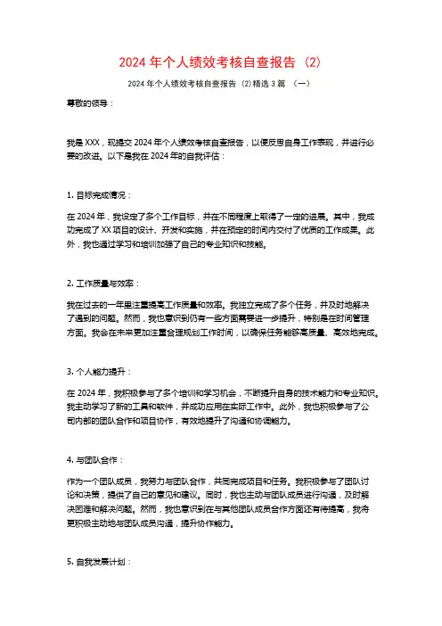 2024年个人绩效考核自查报告3篇