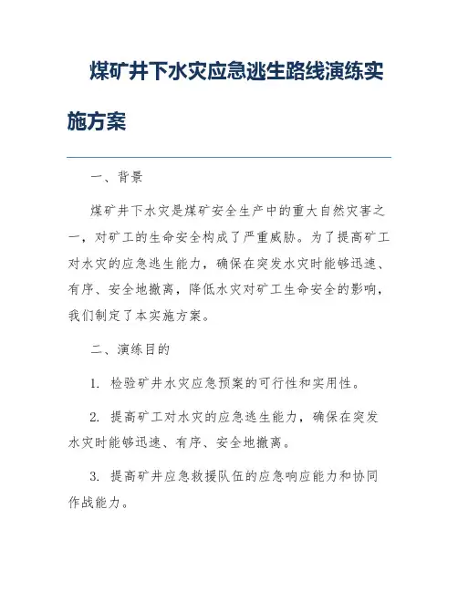 煤矿井下水灾应急逃生路线演练实施方案