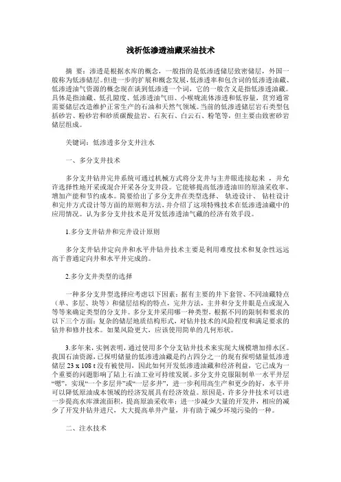 浅析低渗透油藏采油技术