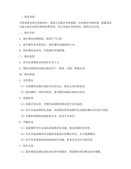 餐饮油烟专项整治方案