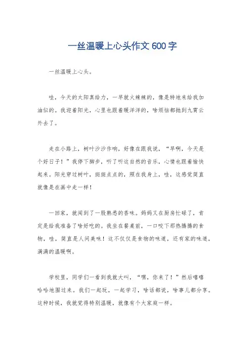 一丝温暖上心头作文600字