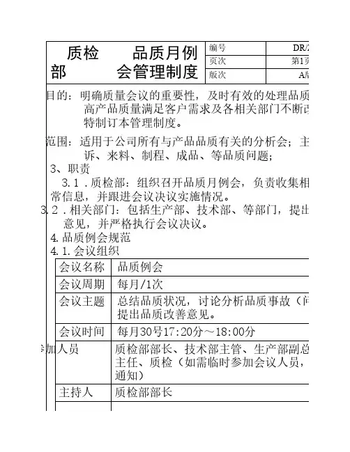 品质月例会制度