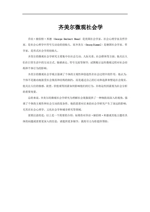 齐美尔微观社会学