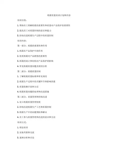纸箱质量培训计划和内容