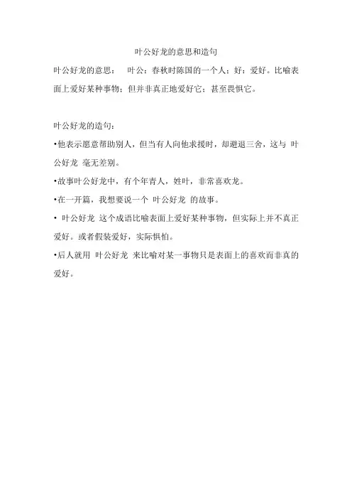 叶公好龙的意思和造句
