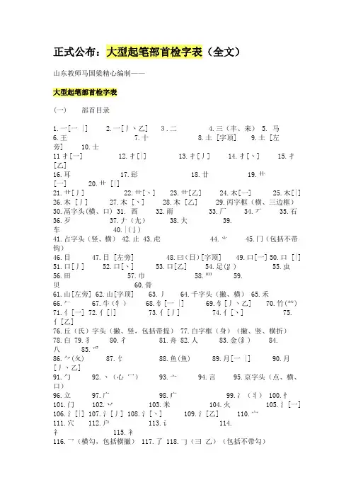 大型起笔部首检字表(全文)