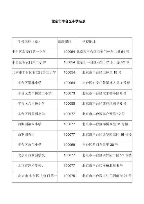 北京市丰台区小学名录