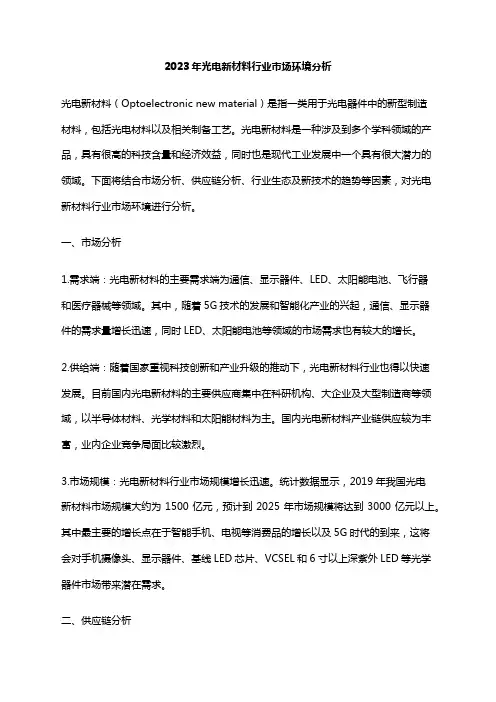 2023年光电新材料行业市场环境分析