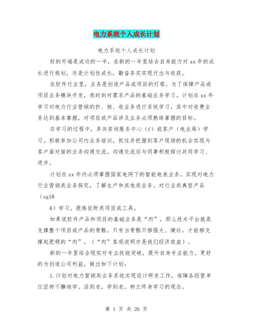电力系统个人成长计划(完整版)