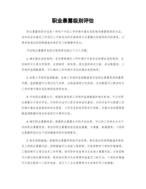 职业暴露级别评估