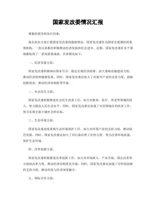 国家发改委情况汇报
