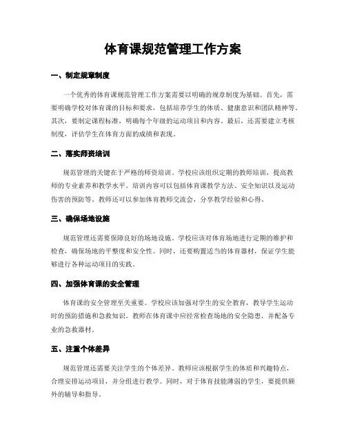 体育课规范管理工作方案